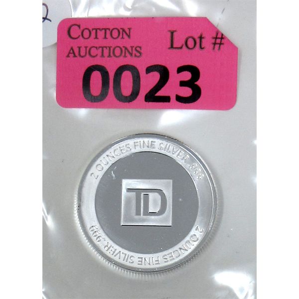 2 Oz .999 Silver TD Bank Round 