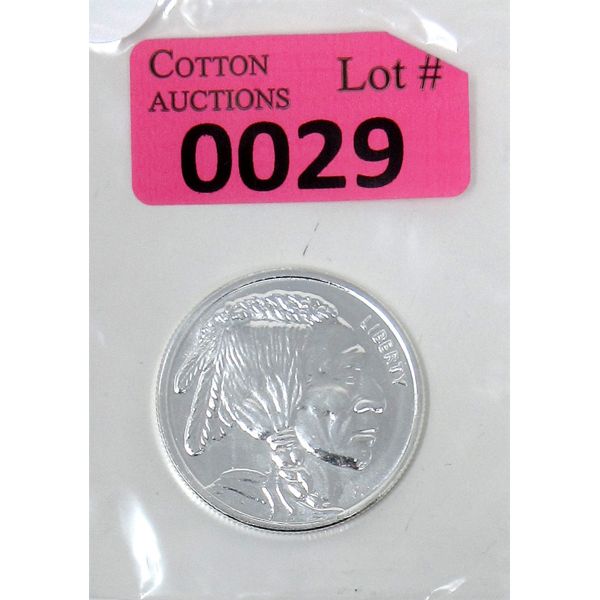 1 Oz .999 Silver Buffalo 2-Sided Art Round 