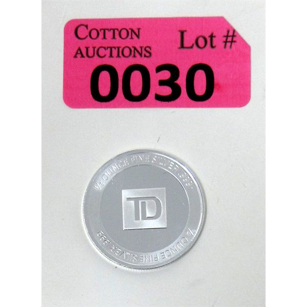 1/2 Oz .999 Silver TD Bank Investor Round 