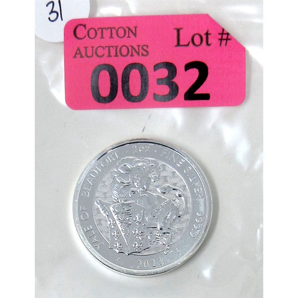 2 Oz .9999 Silver 2023 Yale of Beaufort Coin 