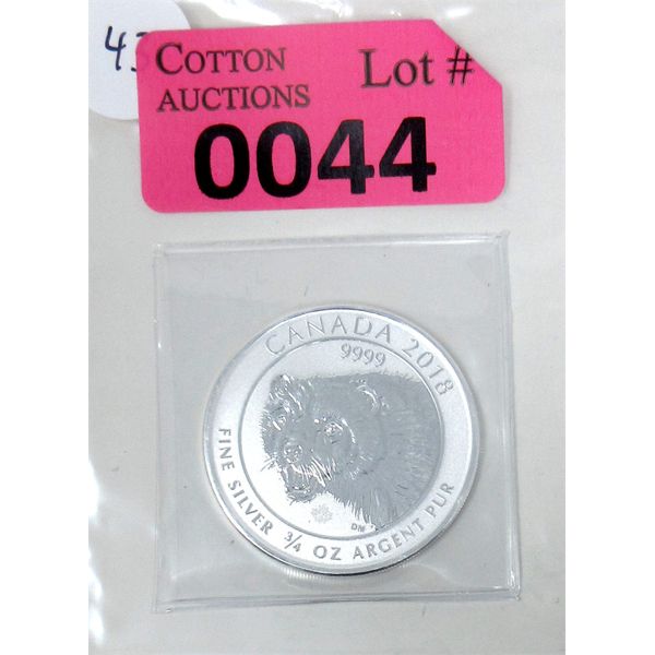 3/4 Oz .9999 Silver 2018 Canada Wolverine Coin 