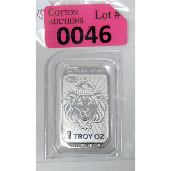 1 Oz .999 Silver 2013 Scottsdale Legal Tender Bar 