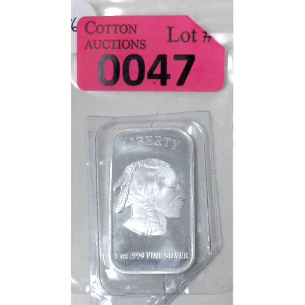 1 Oz .999 Silver USA Buffalo Bar 