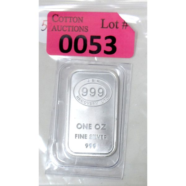 1 Oz .999 Silver JBR Ethically Sourced Bar 