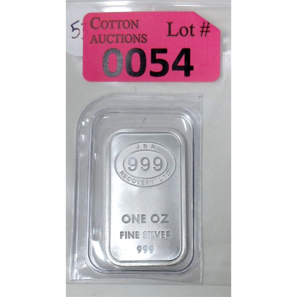 1 Oz .999 Silver JBR Ethically Sourced Bar 