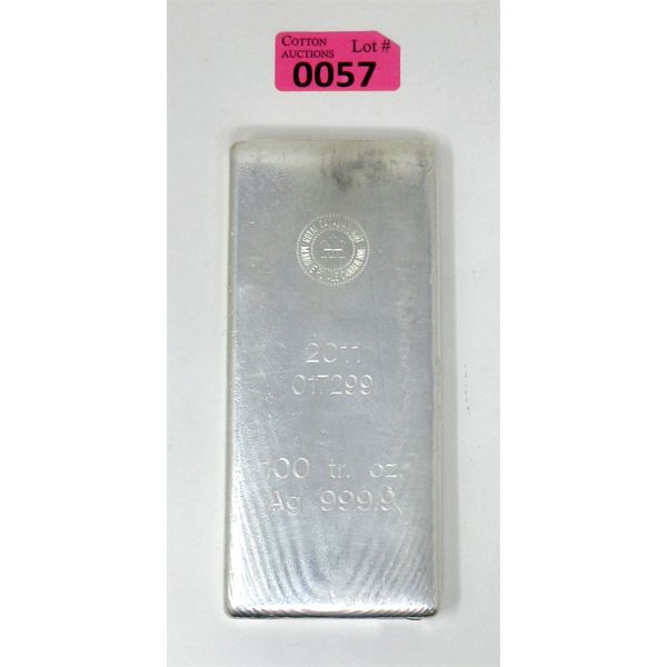 100 Oz .9999 Silver Royal Canadian Mint Bar