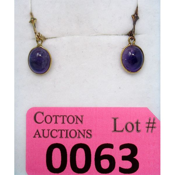 14 KT Amethyst Cabochon Earrings