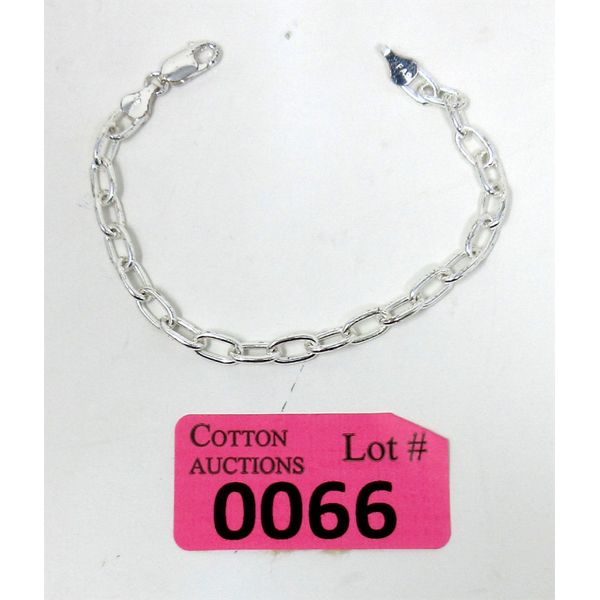 New 7.5" Italian Sterling Silver Chain Bracelet