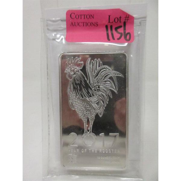 10 Oz .999 Silver 2017 Year of the Rooster Bar