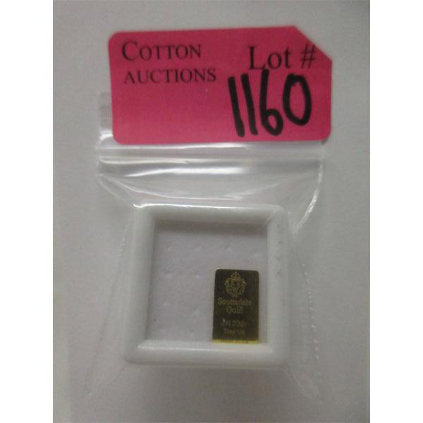 1/100 Oz .9999 Fine Gold Scottsdale Lion Bar