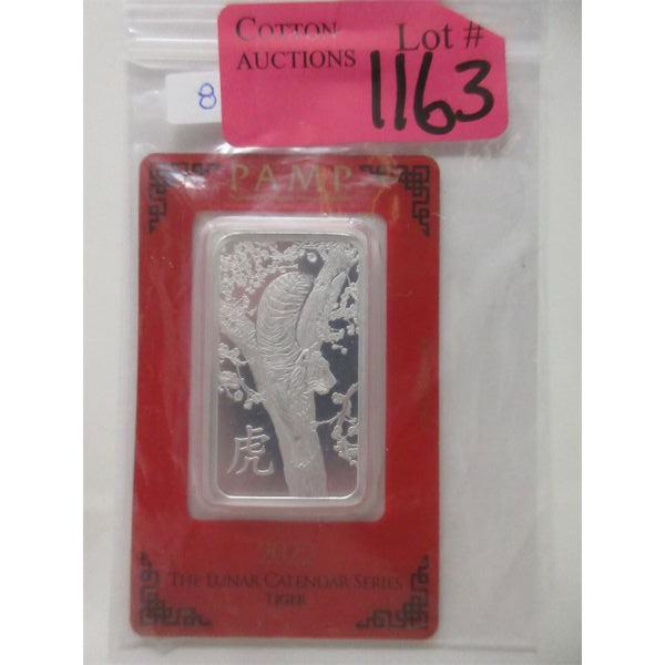 1 Oz .999 Silver 2022 PAMP Suisse Year of the Tiger Bar
