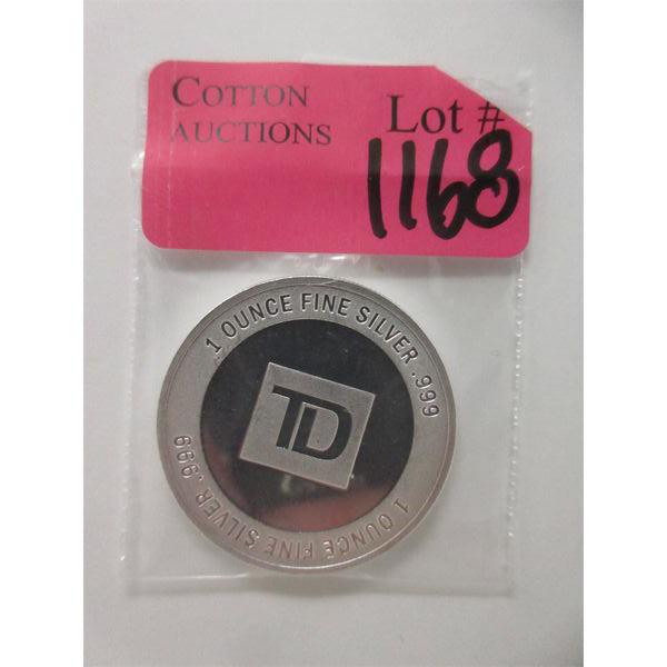 1 Oz .999 Silver TD Bank Round