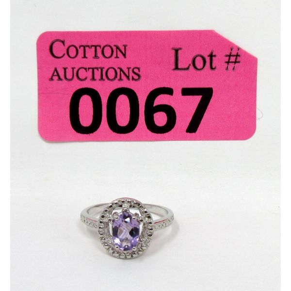 Amethyst & Diamond Sterling Silver Ring