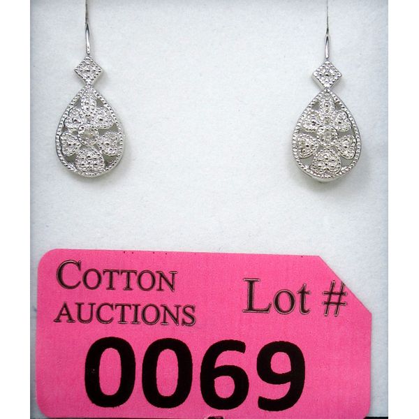 New .925 Sterling Silver Diamond Filagree Earrings