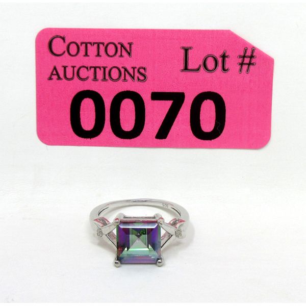 Mystic Topaz & Diamond Sterling Silver Ring 