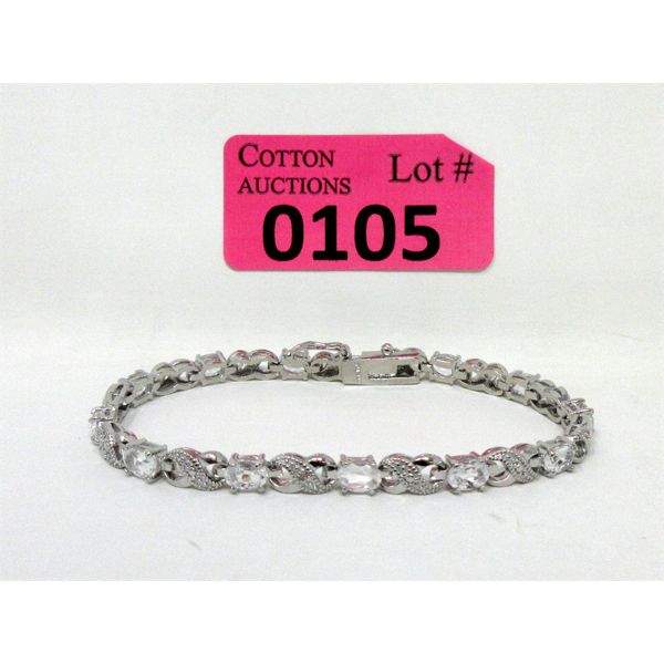 White Topaz & Diamond Infinity Tennis Bracelet 