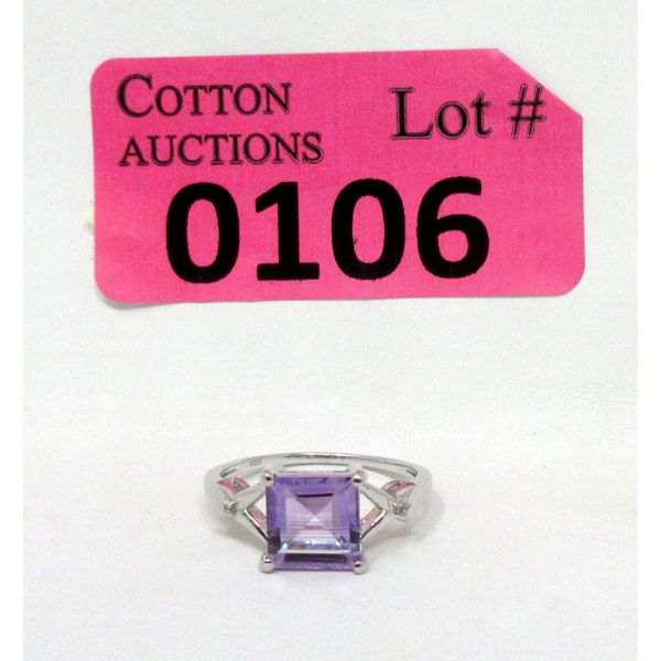 2.05 CT Amethyst & Diamond Sterling Silver Ring 
