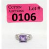 Image 1 : 2.05 CT Amethyst & Diamond Sterling Silver Ring 
