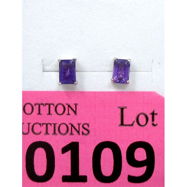 New 2 CT Amethyst Sterling Silver Earrings