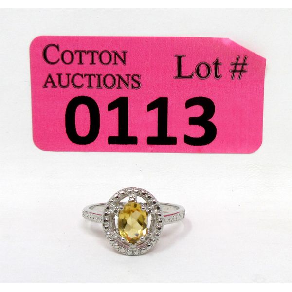 Sterling Silver Citrine & Diamond Cocktail Ring