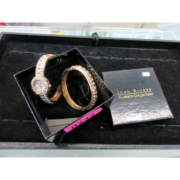Joan Rivers Gold Tone Watch & Bracelet Set