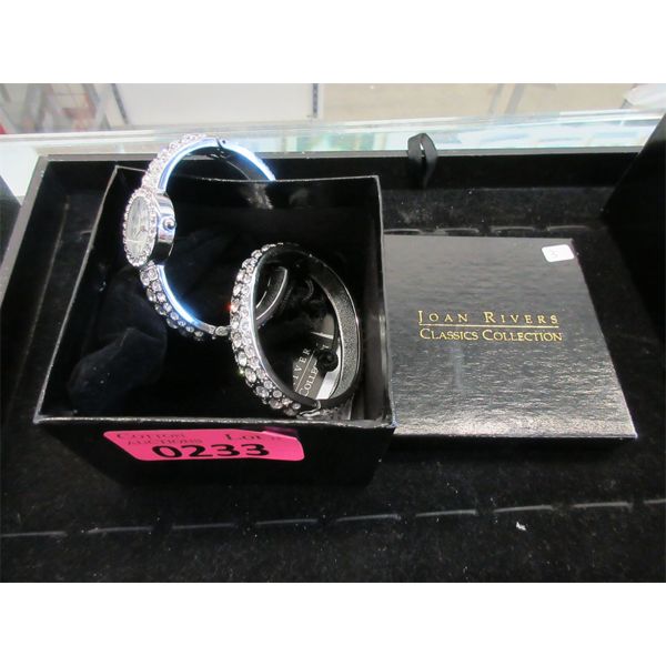 Joan Rivers Silver Tone Watch & Bracelet Set