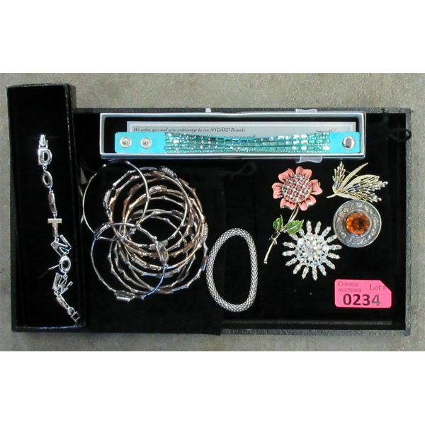 14 Bracelets & 4 Vintage Brooches
