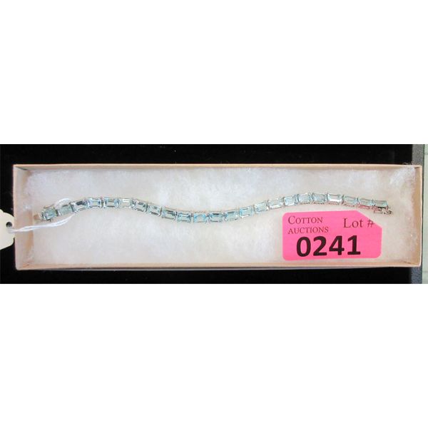 Estate - Sterling Silver Blue Topaz Crystal Bracelet