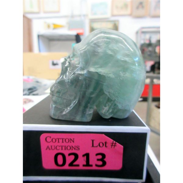 1360 CT Fluorite 3D Skull - Hand Carved