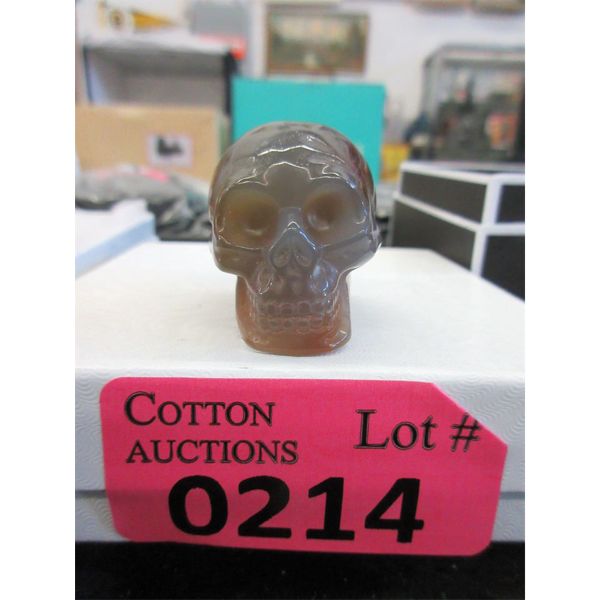 245 CT Agate 3D Skull - Hand Carved