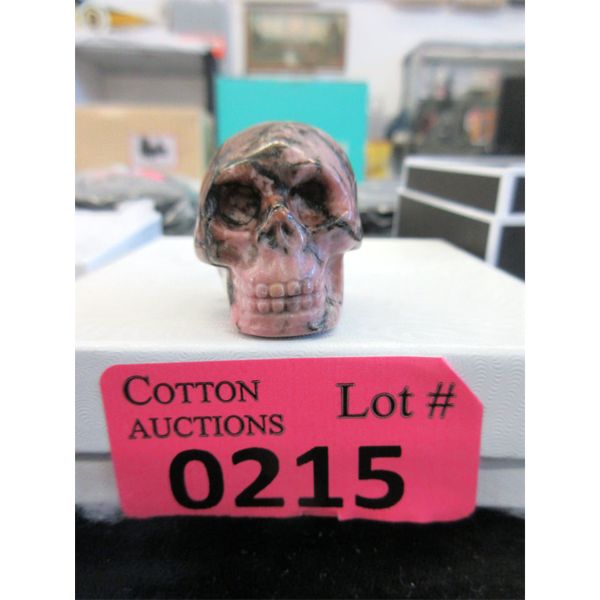 301 CT Pink Agate 3D Skull - Hand Carved