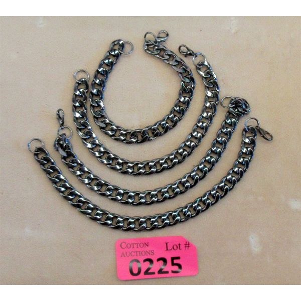4 New Metal Curb Link Chain Bracelets