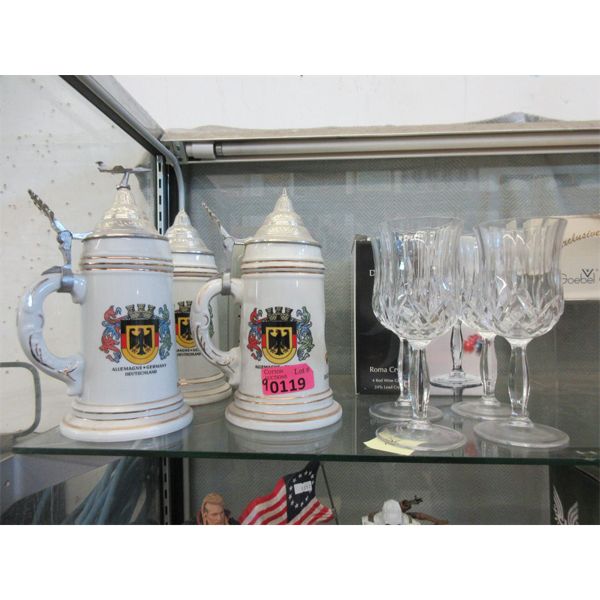 8 Royal Doulton Crystal Wine Glasses & More