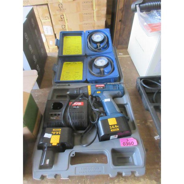 Ryobi Cordless Drill & 2 Gas Pressure Test Kits