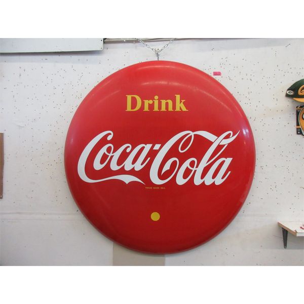 48" Porcelain Coca-Cola Button Sign 1954