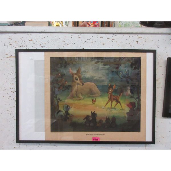 Vintage Walt Disney Bambi Lithograph