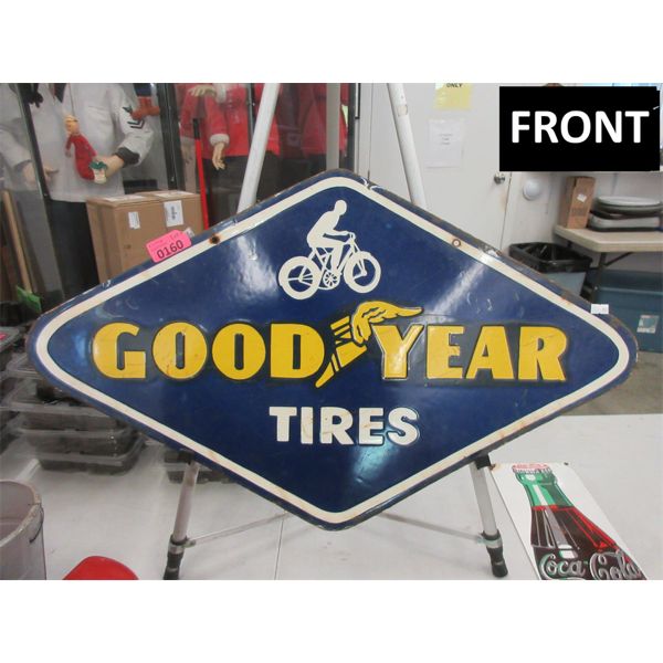 1 Vintage Double Sided Porcelain Good Year Tire Sign 