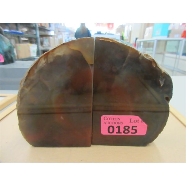 Red Brazilian Agate Bookend Set 