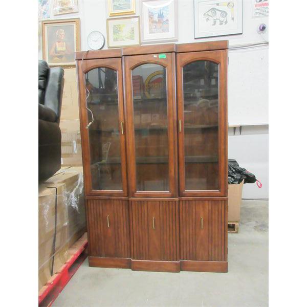 Compact Interior Lit China Cabinet with Glass Shelves 