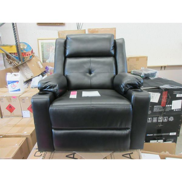 New Black Rocking Swivel Recliner - Vegan Leather 