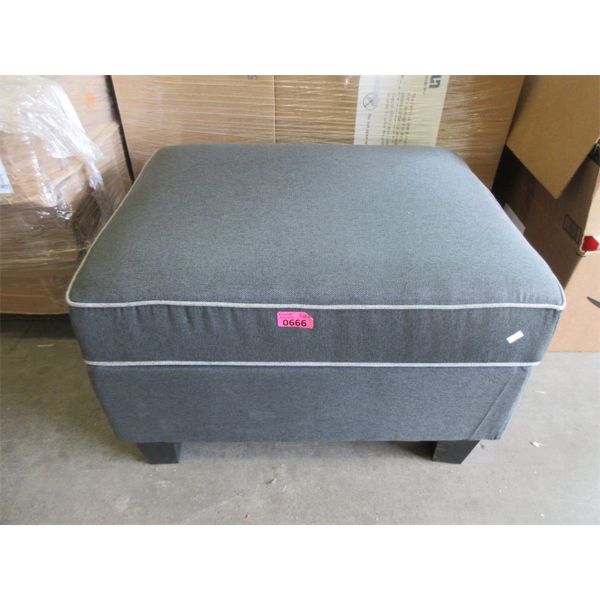 New Grey Fabric Upholstered Storage Ottoman