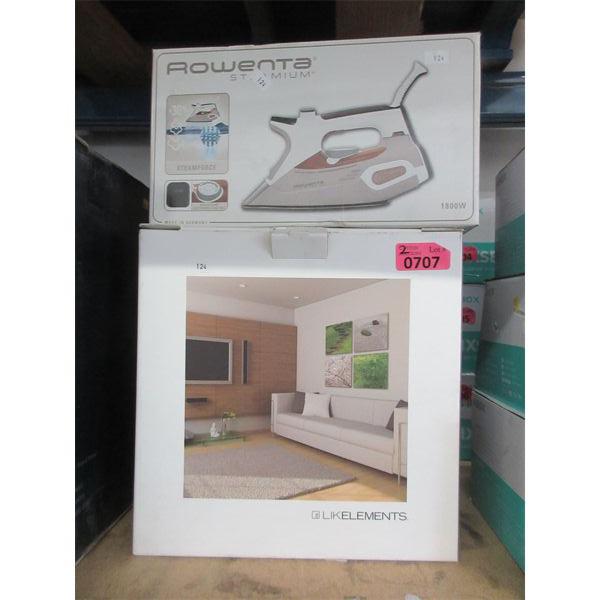 Rowenta Steam Iron & Set of 4 Resin Wall Art