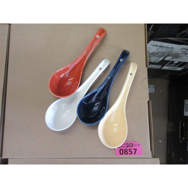 20 New Sets of 4 Glazed Ceramic Won Ton Spoons