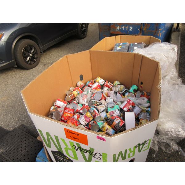 Skid of Assorted Dented Canned Foods - Not Expired