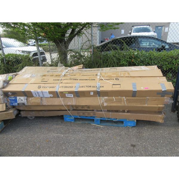 Skid of Large Projector Screens - Store Returns