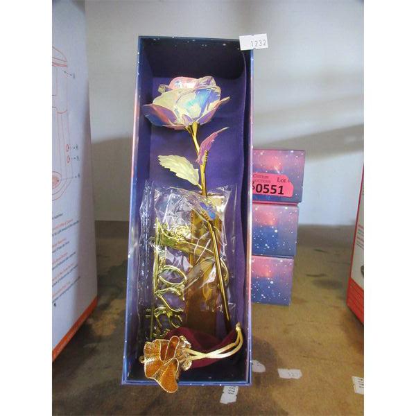 8 New Holographic Gift Roses with Stands 