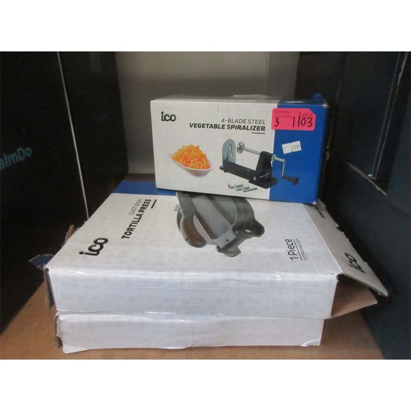 2 Cast Iron Tortilla Presses & 1 Veg Spiralizer 