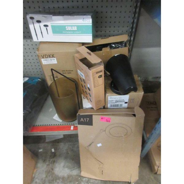 10 Piece Lot of Assorted Lamps & Light Fixtures