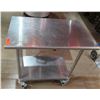 Image 1 : Rolling Metal Work Table w/ Undershelf (Wheels need repair)