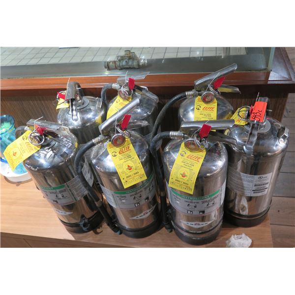 Qty 7 Metal Fire Extinguishers